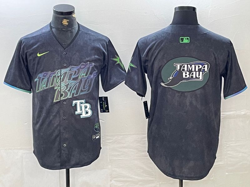 Men Tampa Bay Rays Blank Nike MLB Limited City Connect Black 2024 Jersey style 5